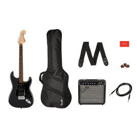 Гітарний набір з електрогітарою SQUIER AFFINITY SERIES STRAT PACK HSS CHARCOAL FROST METALLIC