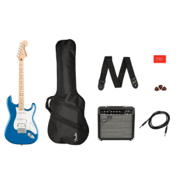Гітарний набір з електрогітарою SQUIER AFFINITY SERIES STRAT PACK HSS LAKE PLACID BLUE