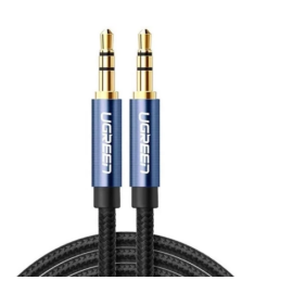 Кабель UGREEN AV112 3.5mm Male to 3.5mm Male Cable Gold Plated Metal Case with Braid 1m Blue