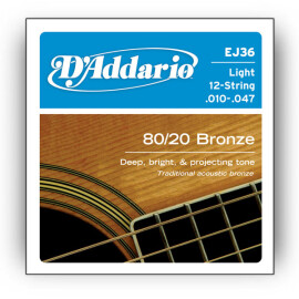 Струни 12стр.акустика (10-47) D`Addario bronze 80/20 EJ36