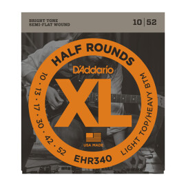 Струни електро (10-52) D`Addario EHR340 Half Round steel