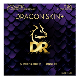 Струни для акустичних гітар DR Strings DRAGON SKIN+ Acoustic Phosphor Bronze - Custom Light (11-50)