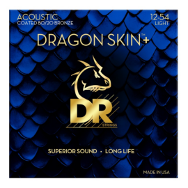 Струни для акустичних гітар DR Strings DRAGON SKIN+ Acoustic 80/20 Bronze - Light (12-54)