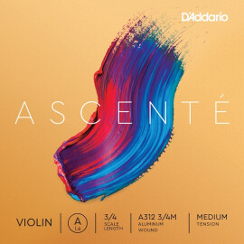 Струна скрипічна D'ADDARIO ASCENTÉ VIOLIN SINGLE E STRING 3/4 Scale Medium Tension