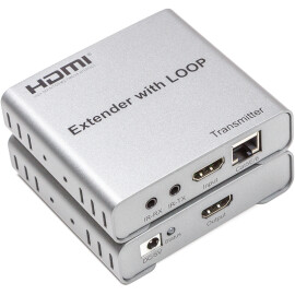 Подовжувач HDMI сигналу PowerPlant 4k/30hz. до 100м через CAT5E/6, loop-out HDES12L