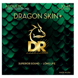Струни для акустичних гітар DR Strings DRAGON SKIN+ Acoustic 80/20 Bronze - Extra Light (10-48)