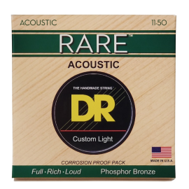 Струни для акустичної гітари DR RPML-11 Rare Acoustic Phosphor Bronze Custom Light (11-50) 