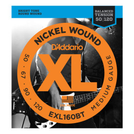 Струни для бас-гітари D`ADDARIO EXL160BT XL BALANCED TENSION BASS MEDIUM 50-120  (4-струн.) 