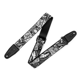 Ремінь LEVY'S MP2TAT-001 2″ Tattoo Series Poly Guitar Strap - B&W Clowns