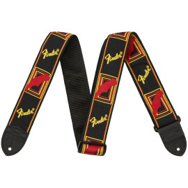 Ремінь гітарний FENDER STRAP 2" MONOGRAMMED BLACK/YELLOW/RED