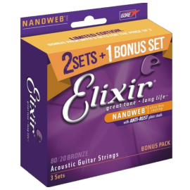Струни для акустичних гітар Elixir AC NW L (3 Pk)